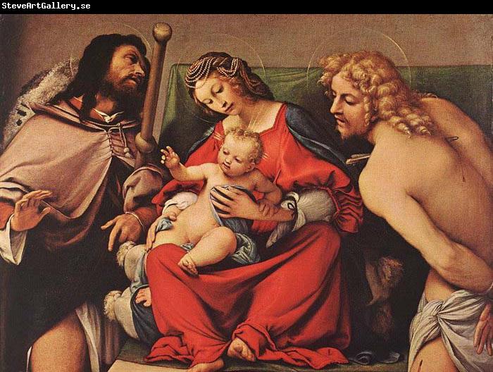 Lorenzo Lotto Madonna with the Child and Sts Rock and Sebastian